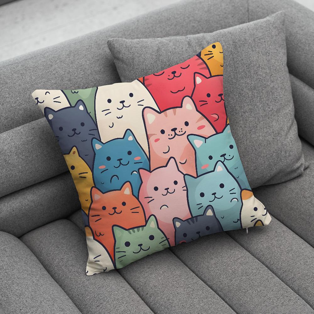 Cute Cat Print Pillow Case Soft Cushion Cases for Farmhouse Sofa Decor Home Decorations and Protector