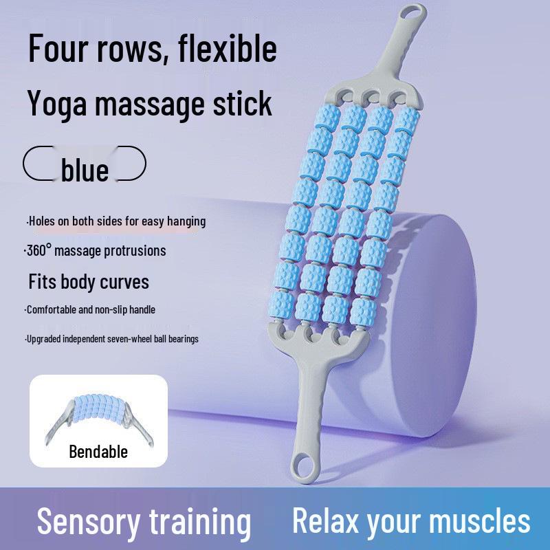 Ergonomic Yoga Massage Stick - Slim Calves Fascia Roller with Three and Four-Row Wolf Tooth Design