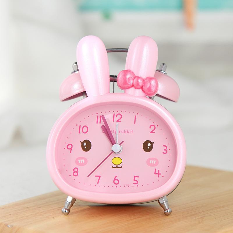 

Students and Children s Bedside Luminous Sweeping and Silently Walking on The Bedside Cartoon Pearlescent Rabbit Ringing Alarm Clock 3 inch