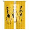 Afrikanische Schöne Frauen Gelber Tüll Transparente Vorhänge für Wohnzimmer das Zimmer Schlafzimmer Küchendekoration Voile Organza Vorhänge