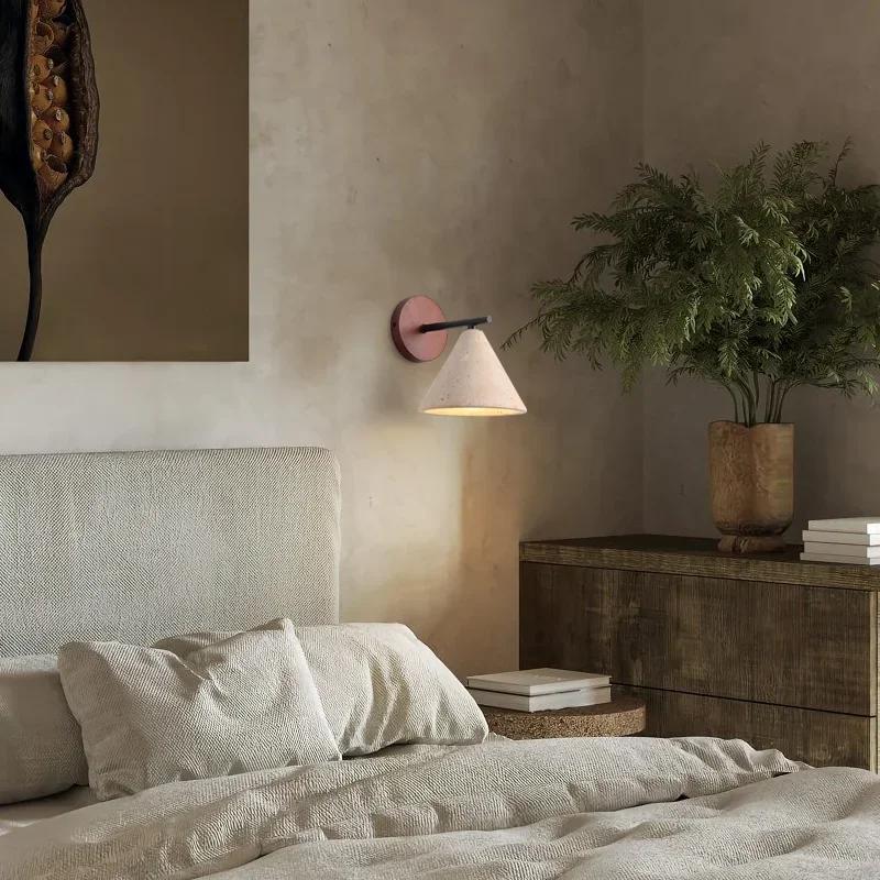 Creative Classical Wall Lights Natural Stone Decor Wall Lamp Bedroom Led Sconce Yellow Travertine Home Decor Lighting Fixture