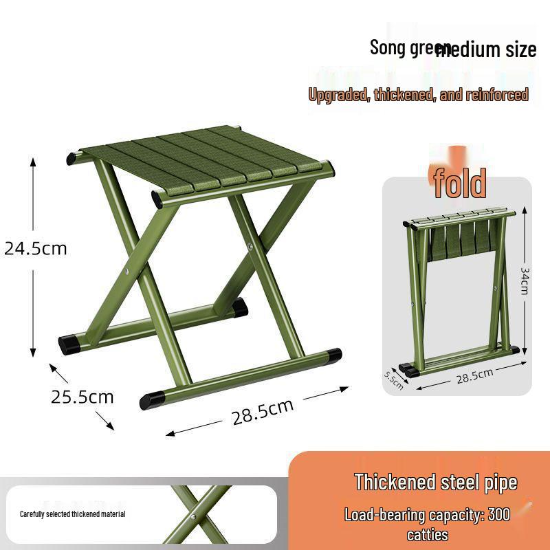 Portable Thickened Folding Stool with Backrest for Camping and Barbecue