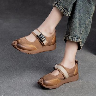 Johanature Retro Lightweight Flats Genuine Leather Casual Comfort Versatile Women's Shoes