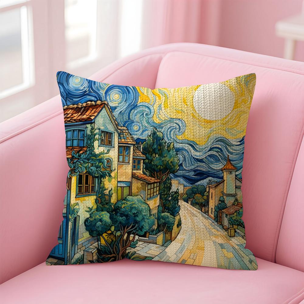 

Van Gogh Oil Paintings Cushion Cover Natural Linen Pillow Case DoubleSided Print Decorative Sofa Pillowcase Home Decor Gift 30x30cm