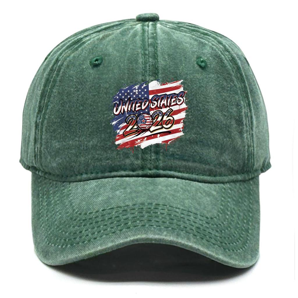 Sun Hat With 2026 Football Soccer "UNITED STATES" Flag Printed , Adjustable Sun Hat Raw Brim Slouchy Lightweight Vintage Sun Hat