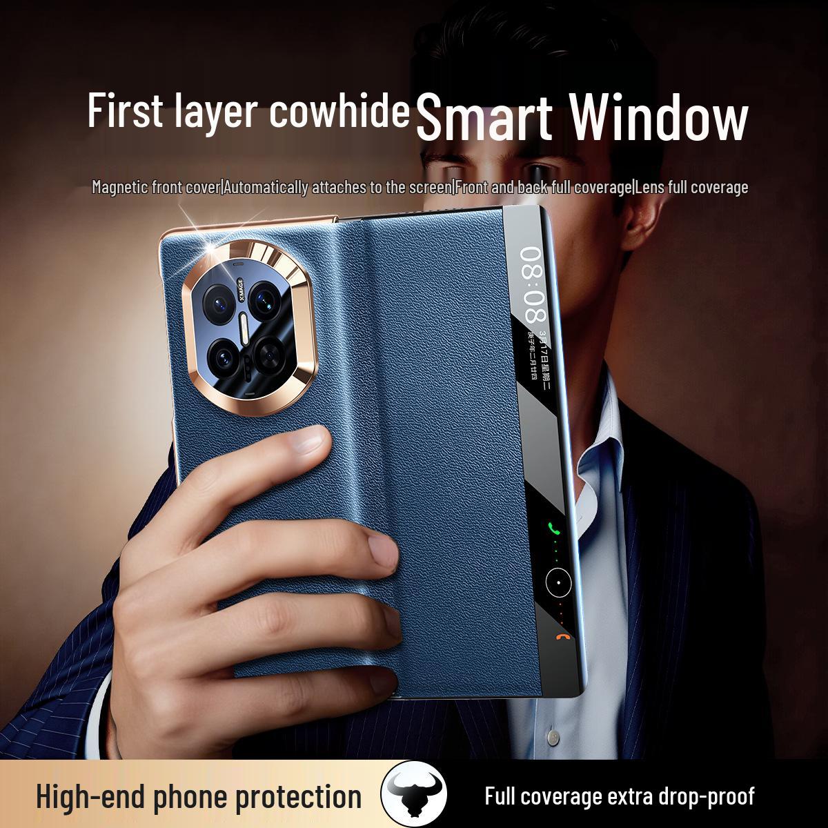 Huawei Mate X7 Echtes Leder Faltbar Magnetisch Anti-Fall Vollabdeckung Handyhülle - Sammleredition Huawei Mate X7 / X7 Collector's Edition