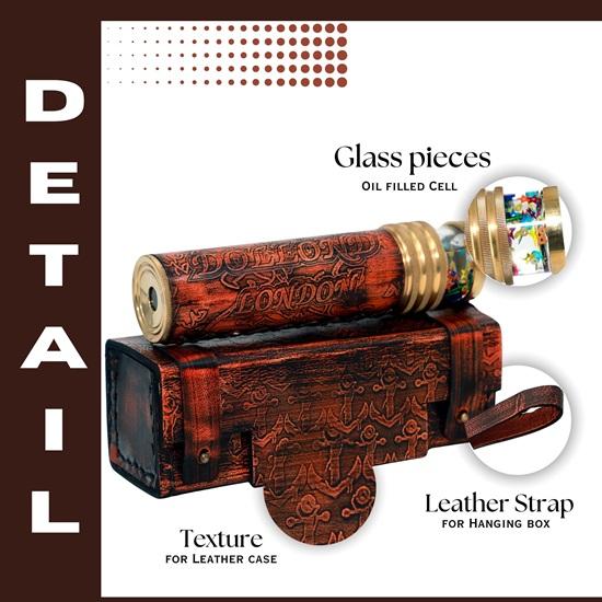 15.24 Cm Handmade Unique Kaleidoscope, Liquid Kaleidoscope with Leather Case, Christmas Gift for Kids, Birthday Gift