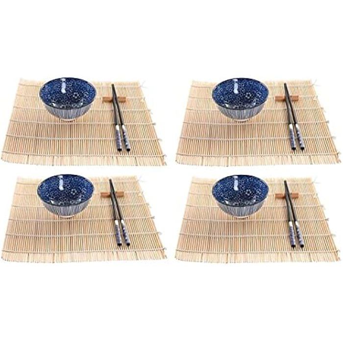 Sushisett - DKD Home Decor - Standard - Bambus - Steingods - Rektangulært