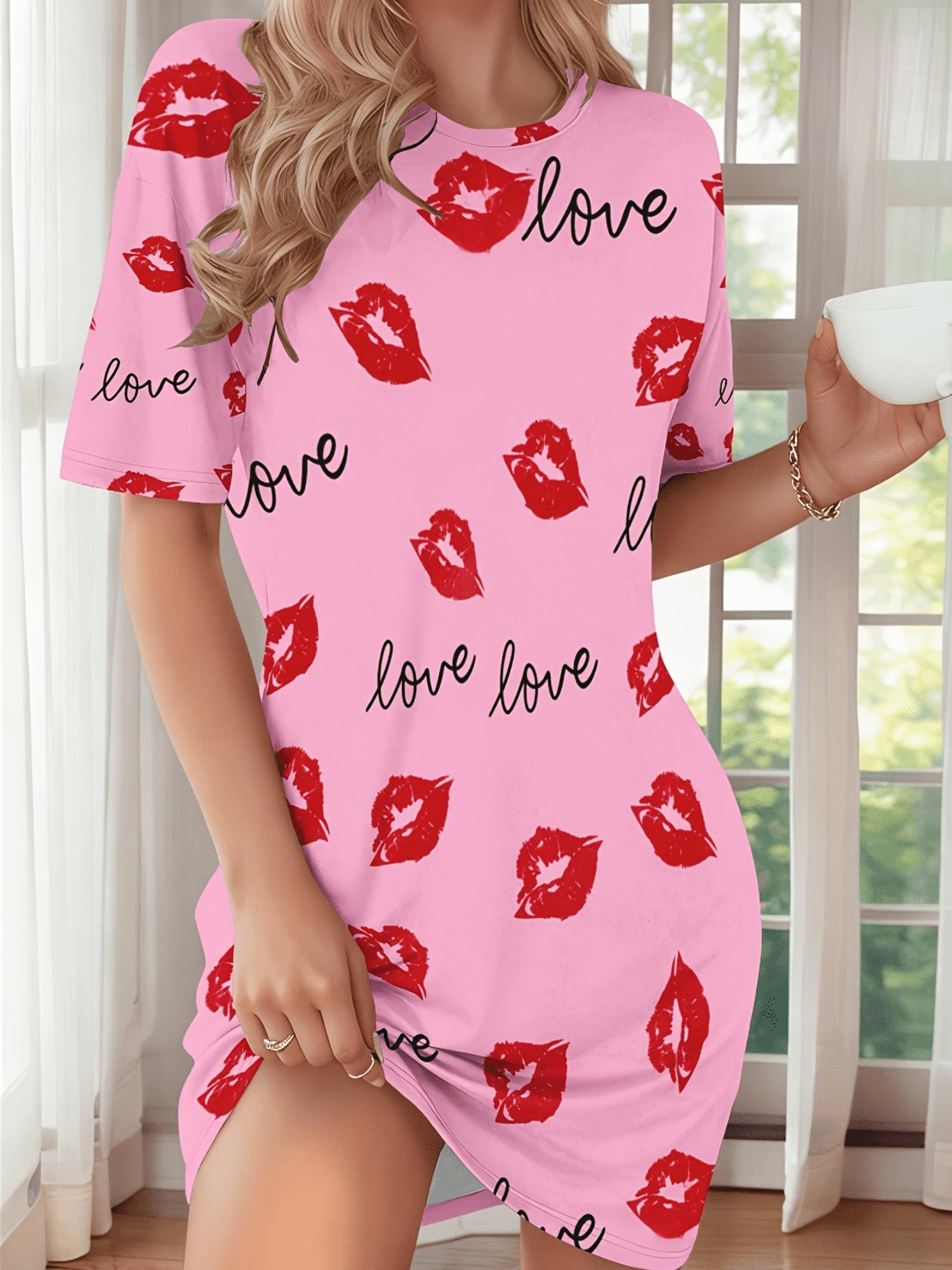 

A Nightgown Featuring The Word LOVE Printed in Red Lips. Designed for Women. Offering a Comfortable Fit And a Delicate Style. an Accurate Size Chart S дубильная кора