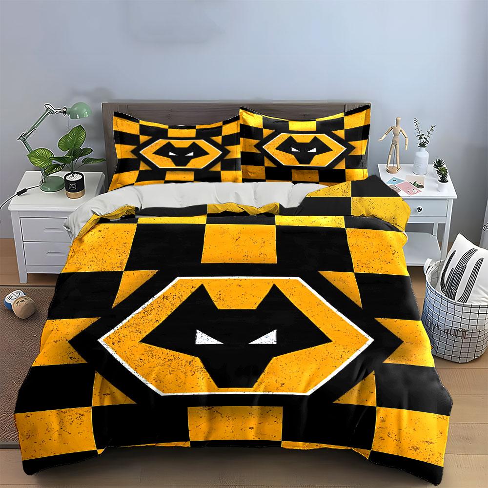 "Yellow Black Wolf Pattern Set" Bedding Duvet Cover Set Duvet Cover Pillowcases  (1 * Duvet Cover 2 * Pillowcases, Without Duvet Insert)
