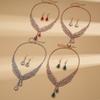 Two-piece Set of Diamond-encrusted Water Drop Pendant, Collarbone Chain, Temperament, Fashionable Neck Chain, Light Luxury Necklace.