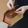 French Retro Straw & Leather Tissue Box | Home Living Room Napkin Holder, Desktop Paper Towel Storage  Decorative  Case