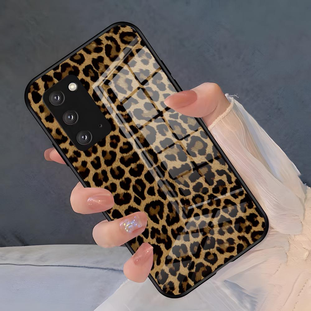 Luxurious Leopard Print Phone Case For Samsung S26 S25 Plus S20 S20 Plus S22 Ultra S23 FE S21 Plus S21 Ultra Glass Cover