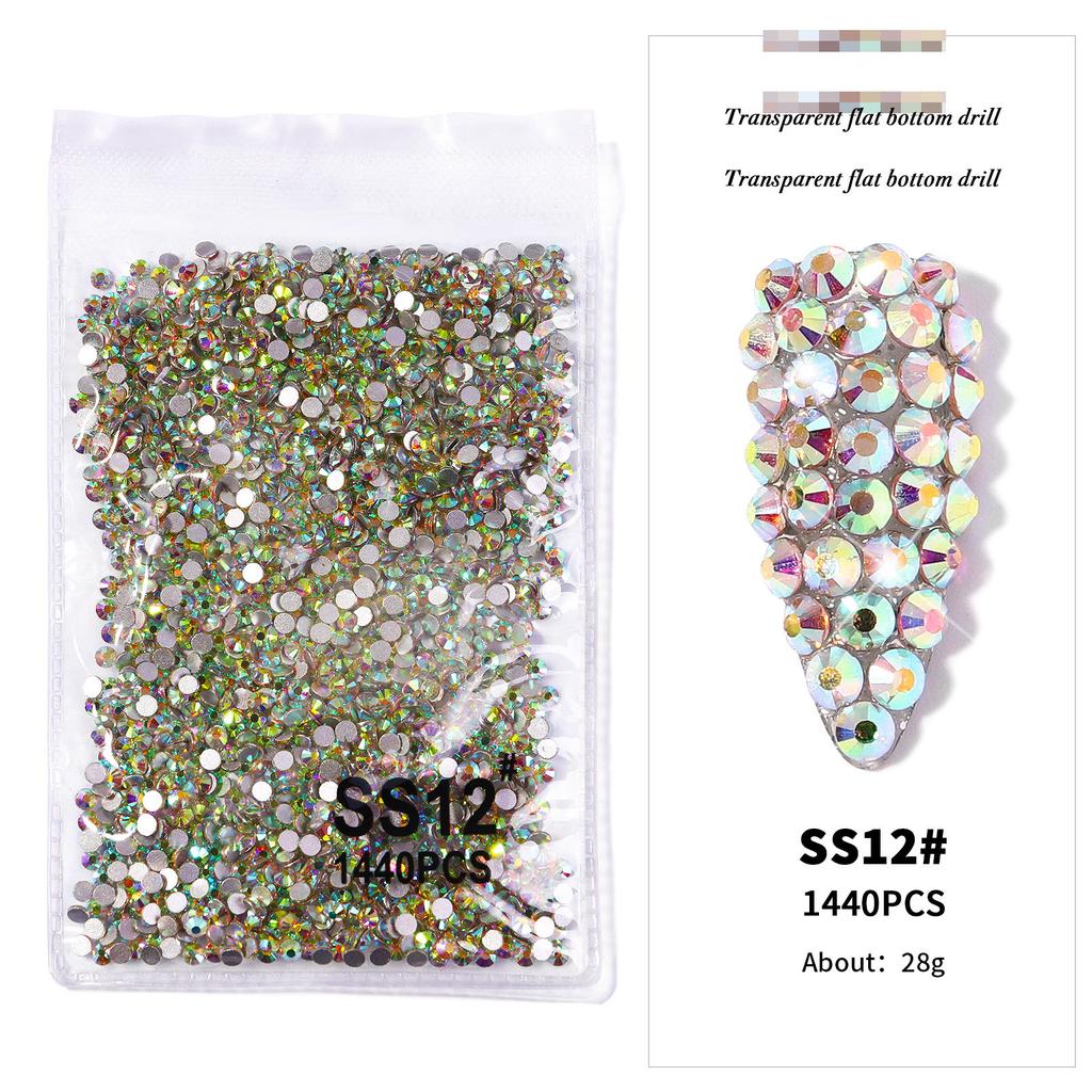 Nail Art Flat Bottom Drill Transparent Drill Ab Drill Nail Drill Diy Nail Ornament Nail Art Ornament Rhinestone