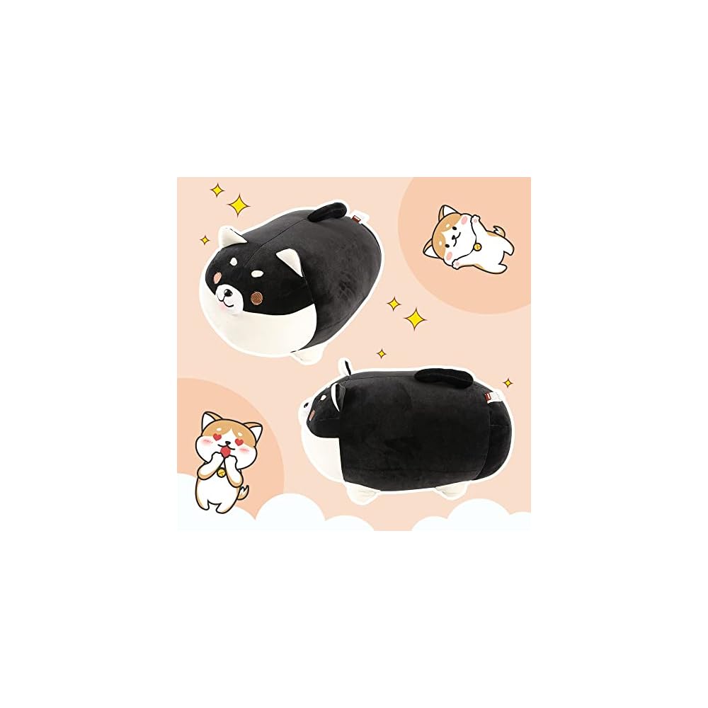 JEMA Dog Hugging Pillow, Marshmallow Animal Cushion, Plush Toy, Soft and Fluffy, Cute, Black,