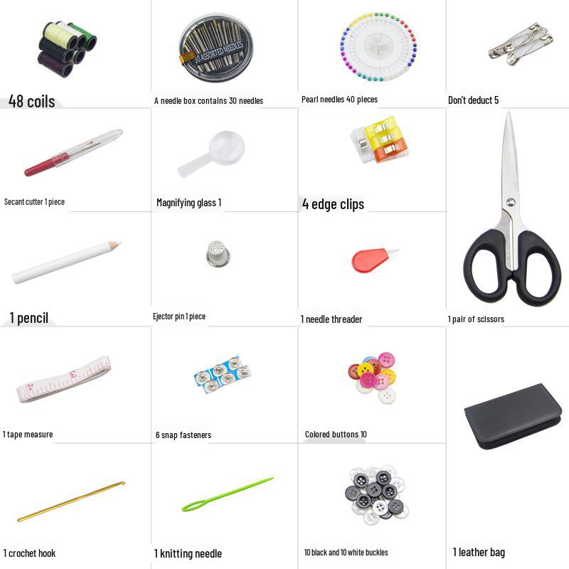 172 Parça Taşınabilir Dikiş Seti: 48 Renk, Alet ve İğne ile Ev & Seyahat Seti