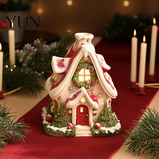 Unique Christmas Gift for Family Snow House Incense Burner, Backflow Holder, Holiday Tabletop Decorations Home Festive Xmas Desktop Figurine