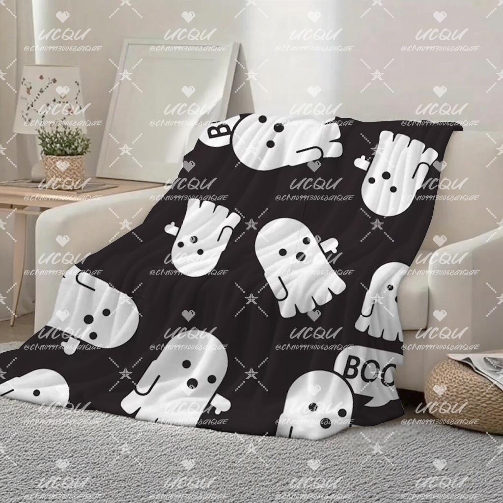 

Halloween Kawaii Ghost Print Blankets Quality Winter Cute Warm Throw Blanket Girls Boys Gifts Sofa Bed Blankets Halloween Gifts 30x40in