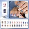 Spring/Summer Blue-Purple Floral & Star Nail Tips Set - 24 Removable Short Square Pieces