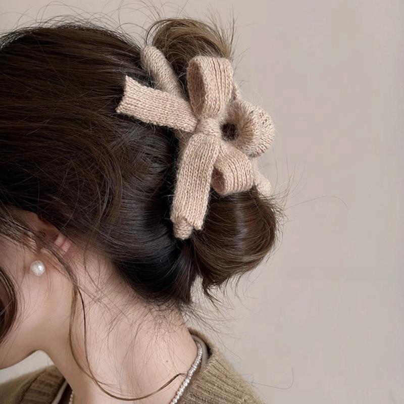 Gestrickte Schleife Haarspange Hochwertige Handgefertigte Webart Plüsch Haarklammern Haiklammern Herbst Winter Haaraccessoires