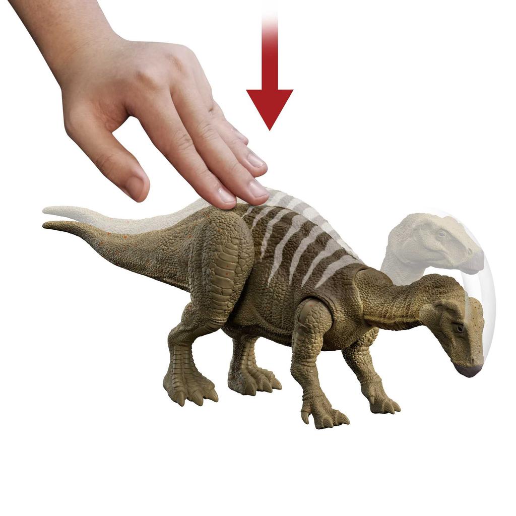 Mattel Jurassic World New Ruler Action Roaring Iguanodon Ages 4 and HDX41 Figure, (Length Approx. 29.4cm), Up,