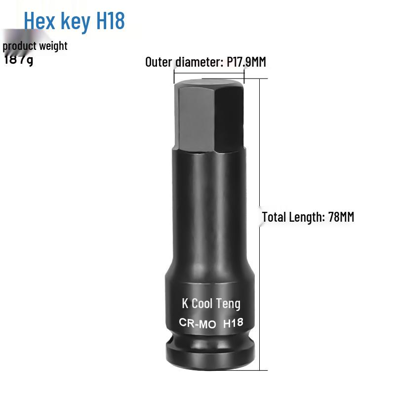 1/2 Large Air Gun Hex Screwdriver Socket Set - One-Piece Extended Pneumatic Bit Wrench