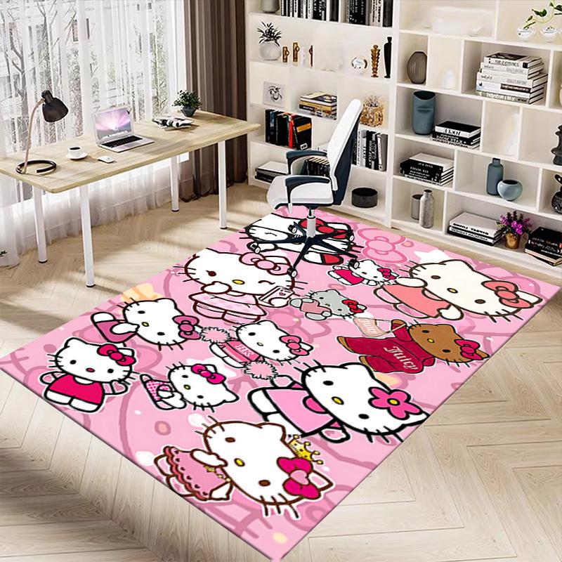1PC Pink Cute Kitty Flannel Blanke Carpet Ultra Soft, Thick & Absorbent, Non Slip Machine Washable Mat for Entryway