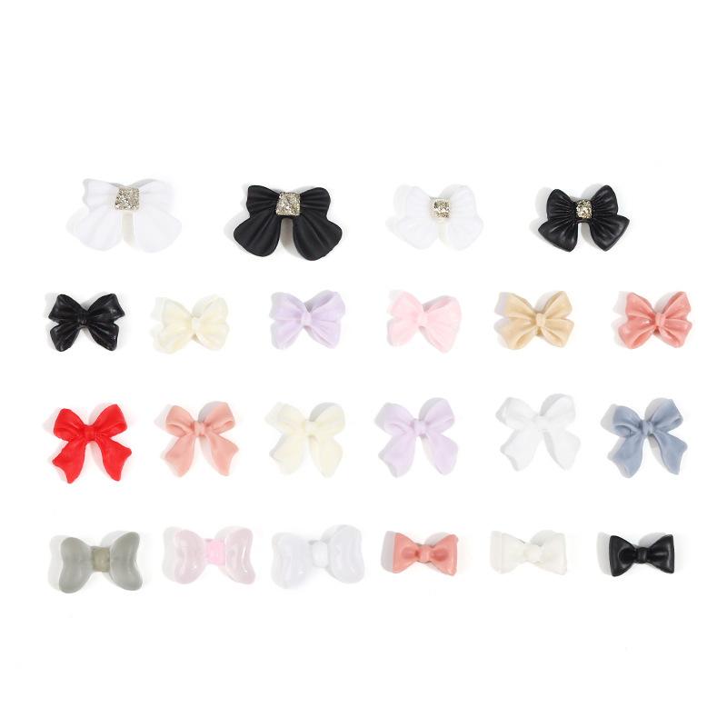 50Pcs Ribbon Resin Bow Nail Charm Parts 3D  Nail Art Decoration Accessories Supplies For Diy Korean Manicure Design