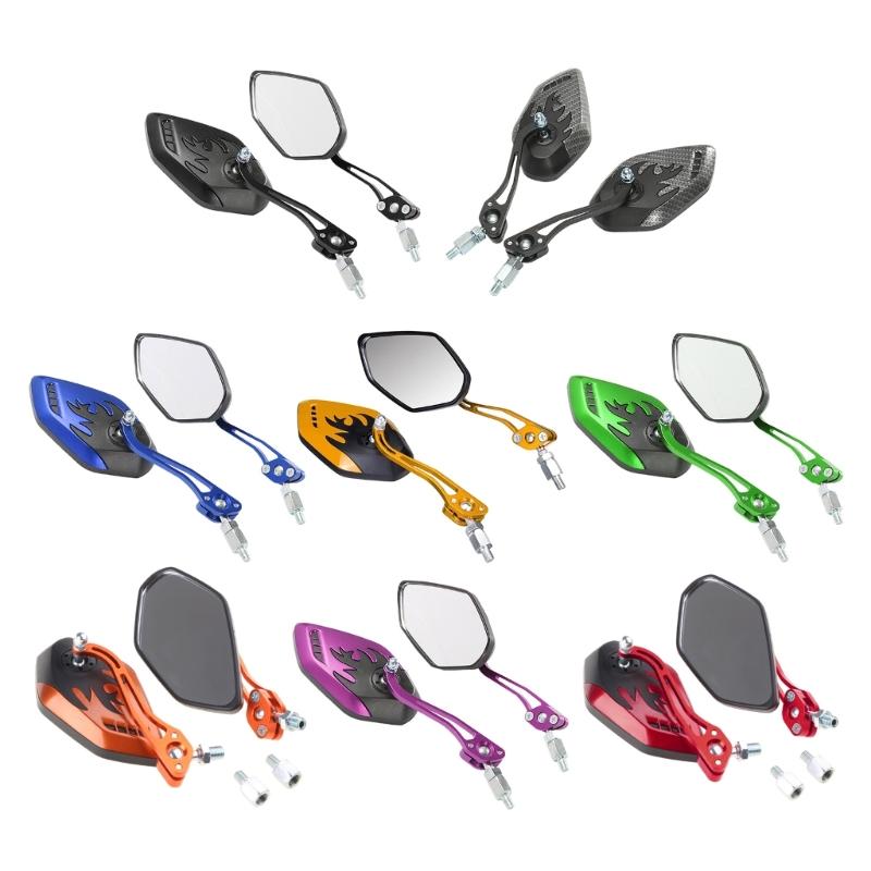 Pairs of Distinctive Flame 8mm 10mm Rearview Side Mirror for Motorcycle Scooter Moped Bike