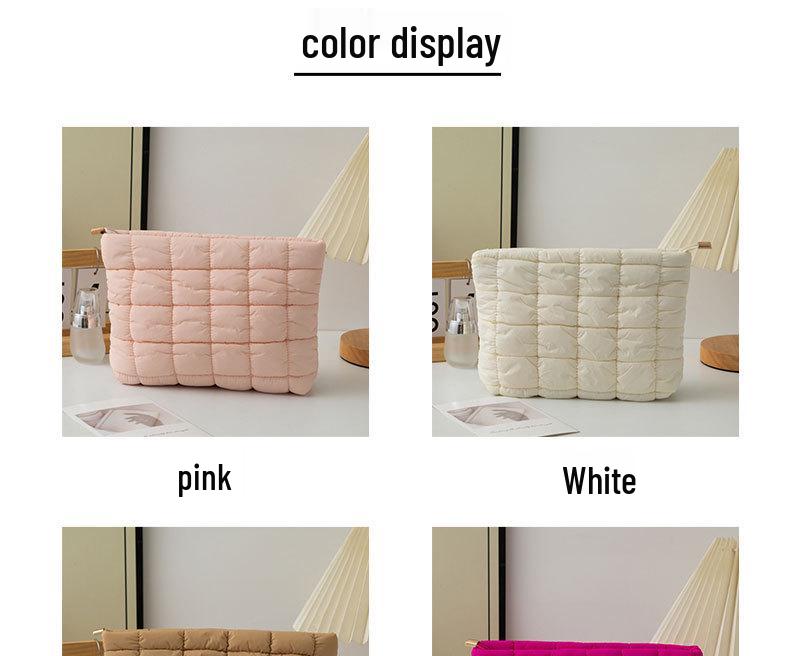 Trendy Women's Solid Color Pleated Makeup Clutch: Versatile, Fashionable, Stylish Plaid Bag
