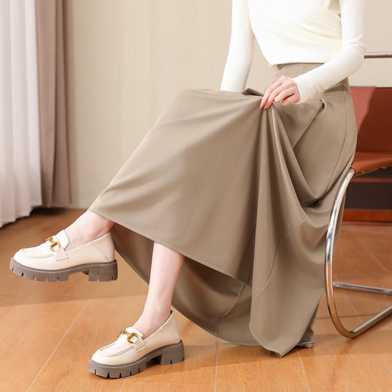 TERRE BLEUE Women's A-Line Pleated Long Skirt