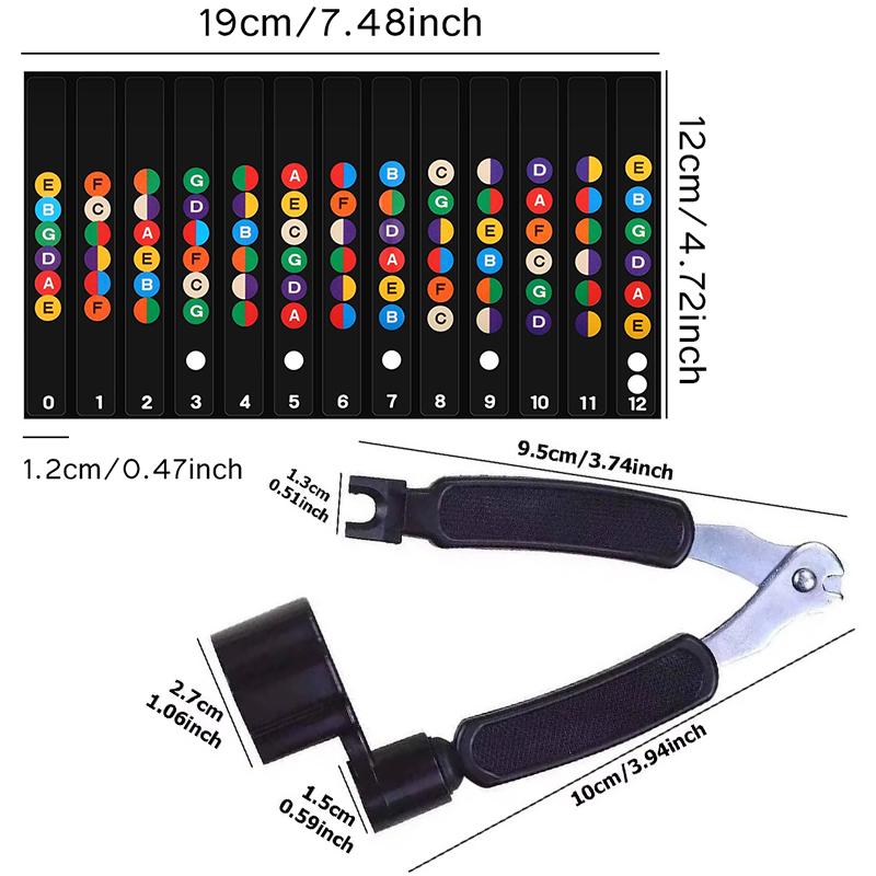 Multifunction Guitar String Changing Gadget with Fretboard Scale Sticker Notes Labels String Cutter Beginner Guide Accessory ZYF