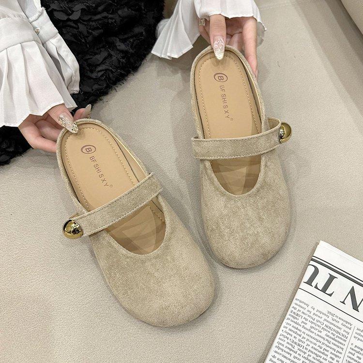 Sapato Único Francês Retrô de Boca Baixa para Mulheres na Primavera de 2025, Solado Suave e Macio, Sapato Único Amarelo de Sola Reta