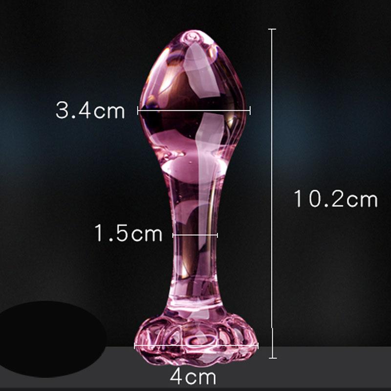 Pink Ribbed Glass Butt Plug Masturbation Sex Toy Explore Ass Play Women Man Gspot Stimulate Orgasmic Lesbian Backdoor Game