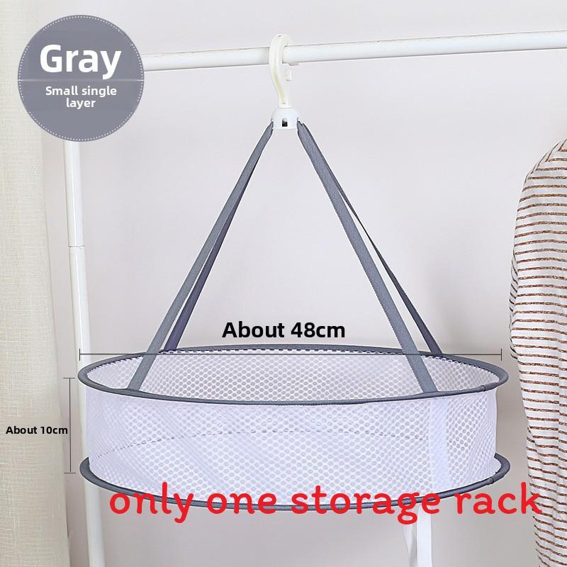 Collapsible Double Layer Clothing Drying Basket With Breathable Fabric For Home Use