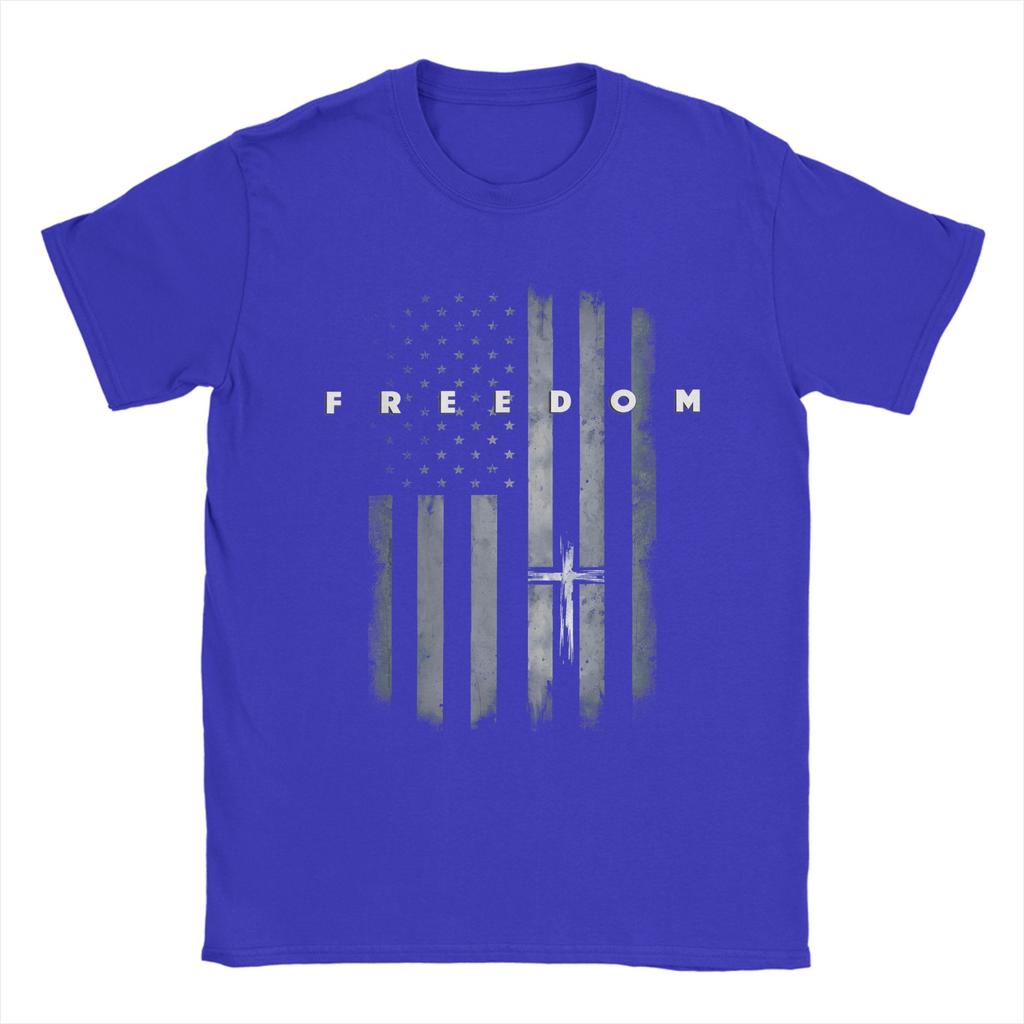 Unisexs TShirts Grunge American Flag and Cross Faith Family Freedom Casual Cotton Tee Shirt Short Sleeve T Shirt Round Neck Tops