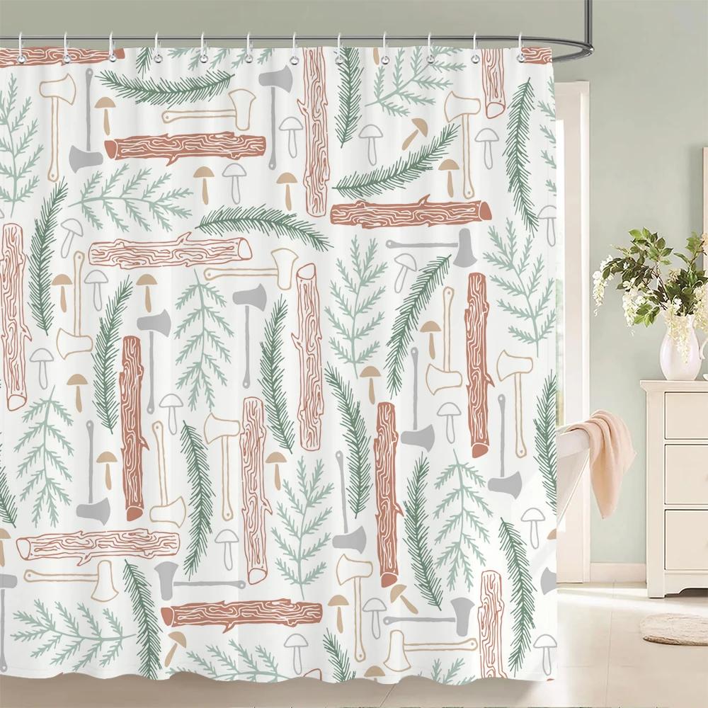 Plants Tree Leaves Shower Curtains with Hooks Home Decoration for Floral Bathroom Curtain Polyester Fabric Bath Curtain