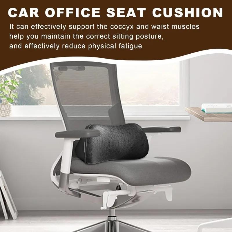Memory Foam Car Seat Pillow Breathable Lumbar Support Back Protector for Office Chairs and Car Interior Accessories