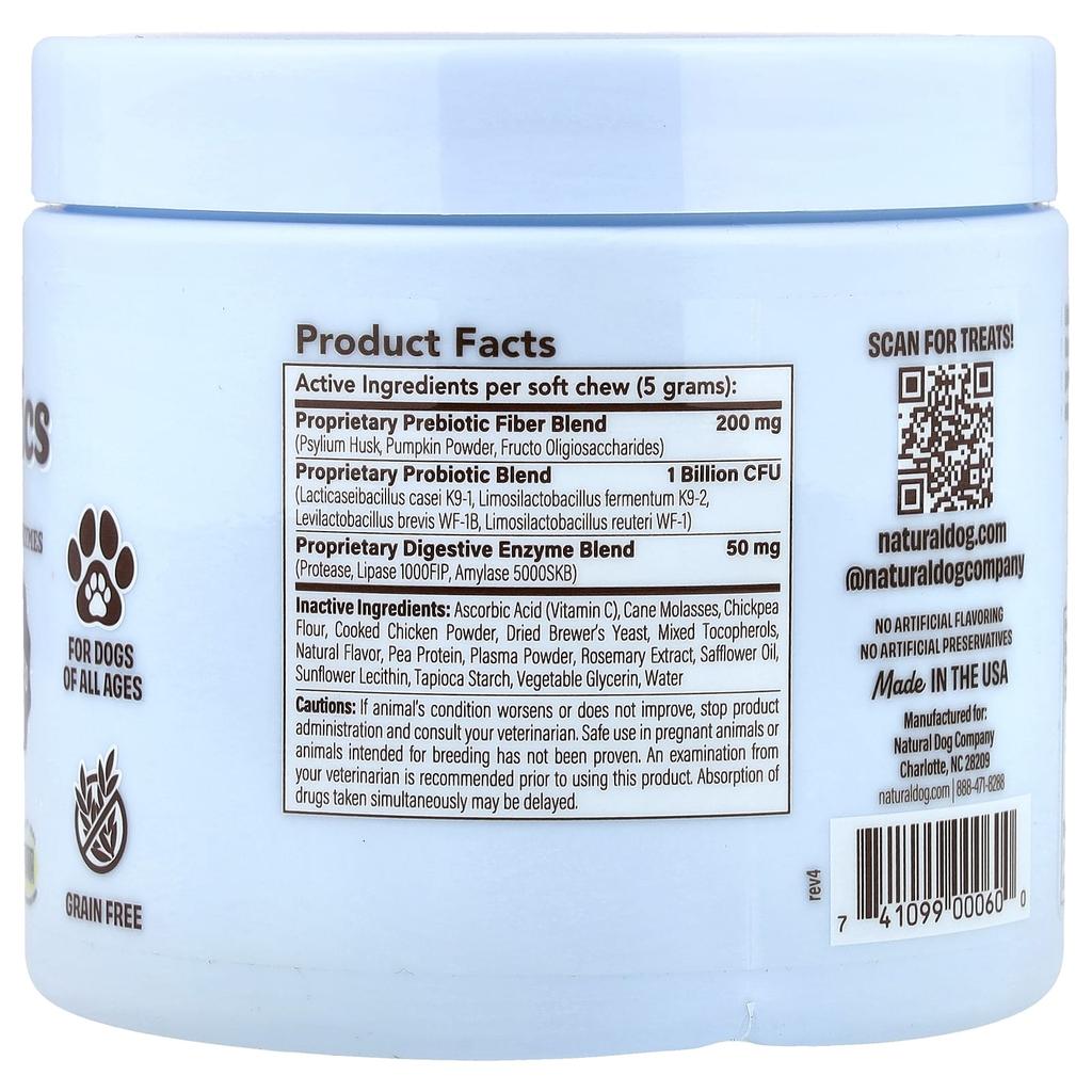 Dog Probiotic, Gut Health & Digestion, For Dogs, All Ages, Soft Chewables 45 Count, 225G (8Oz)