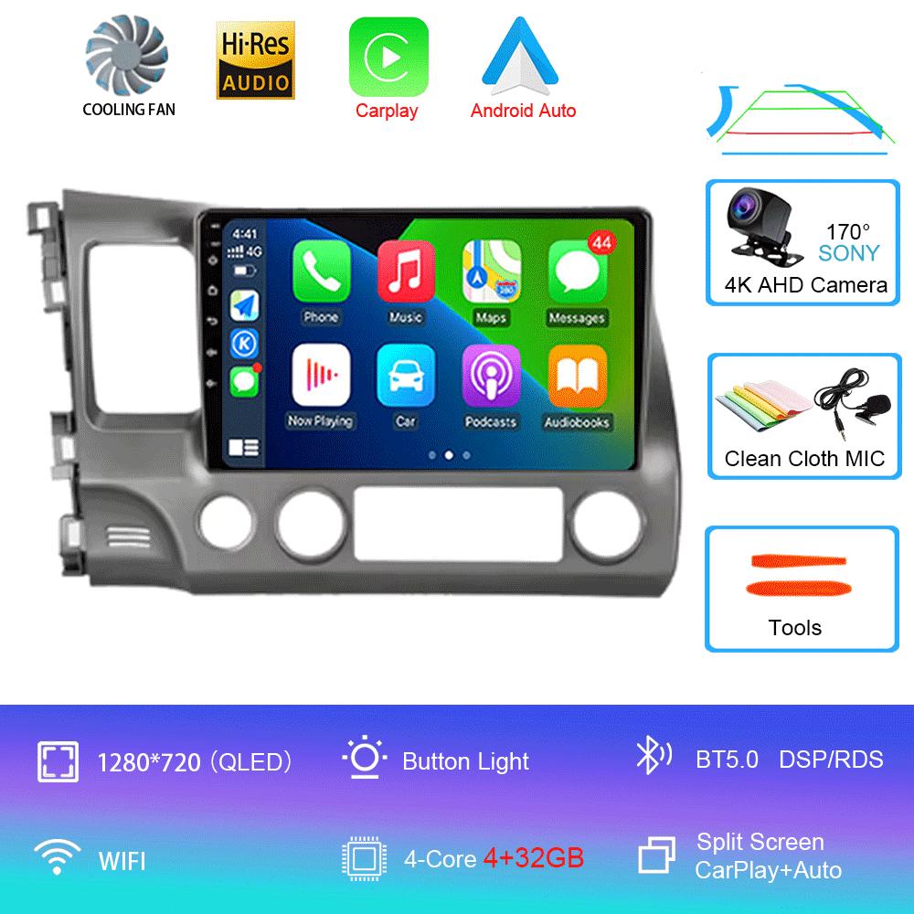 For Honda Civic 2005 - 2012 2Din 4G Android 14 Car Stereo Radio Multimedia Video Player Navigation GPS Head Unit Carplay Monitor