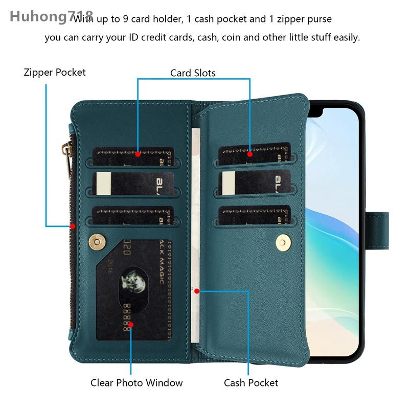 Zipper Leather Case For Iphone 14 15 16 Plus 17 Air Pro Max 16E Wallet Cover Casing