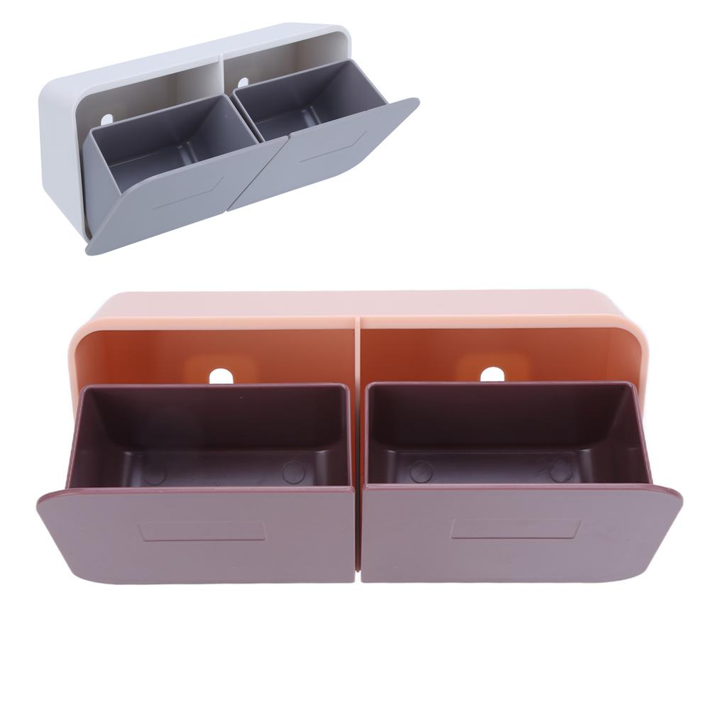 Makeup Box Wall Mounted Cover Removable Washable Cotton Pad Organizer for Bathroom