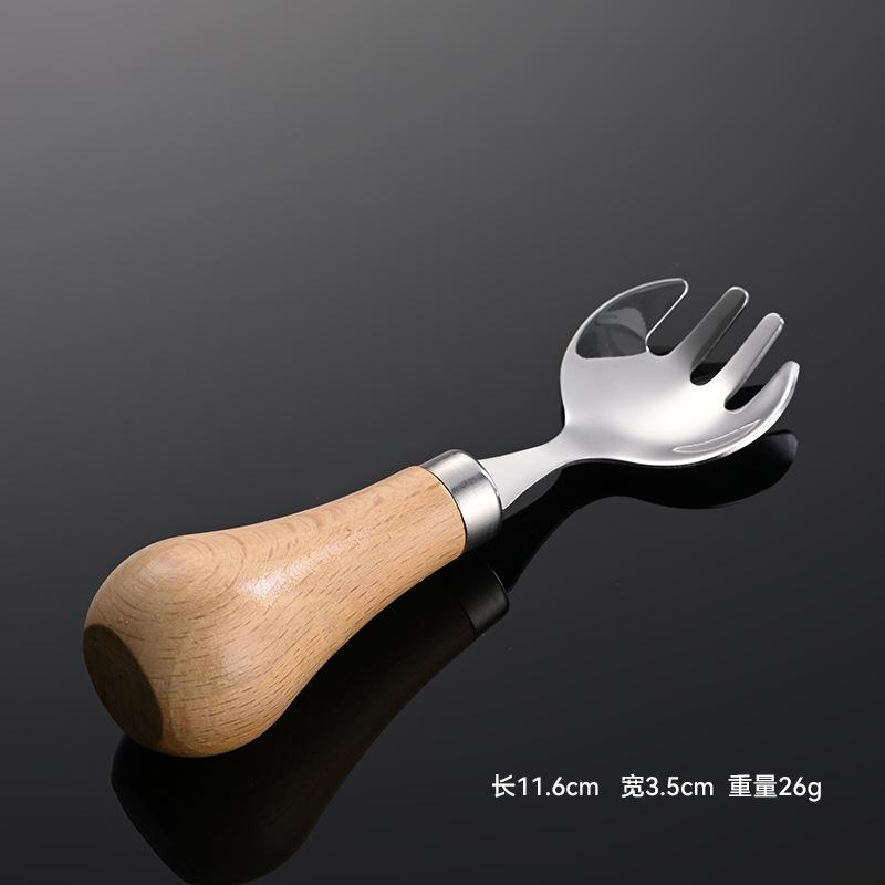 

Набор столовых приборов с деревянной ручкой из нержавеющей стали 304, детский нож, вилка и ложка с короткой ручкой, может стоять на подставке для дрессировки медведя, ложка для пищевых добавок