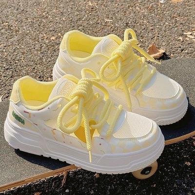 Sommer Damen Plateau Brotschuhe atmungsaktives Mesh mit Rock Nische leichte Mode Sportschuhe