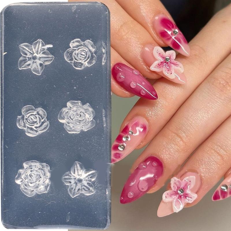 10 STÜCKE Silikon Nagelkunstformen Blume Nagelkunst Vorlage Formen Silikon Textur für Kosmetikerinnen und Nagelkunstlerner