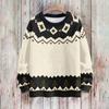 Maglione da donna casual elegante a maniche lunghe con scollo a V e stampa geometrica