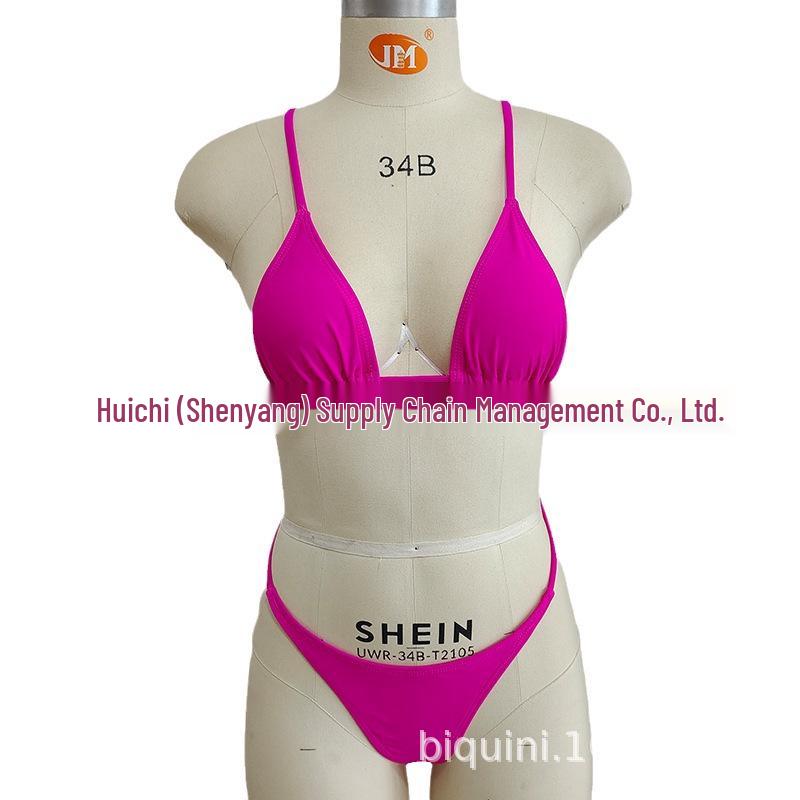 European & American Sexy Split Swimsuit - Women's Solid Color Bikini