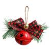 Metal Red Jingle Bell Hanging Bowknot Pendant for Christmas Tree Decoration