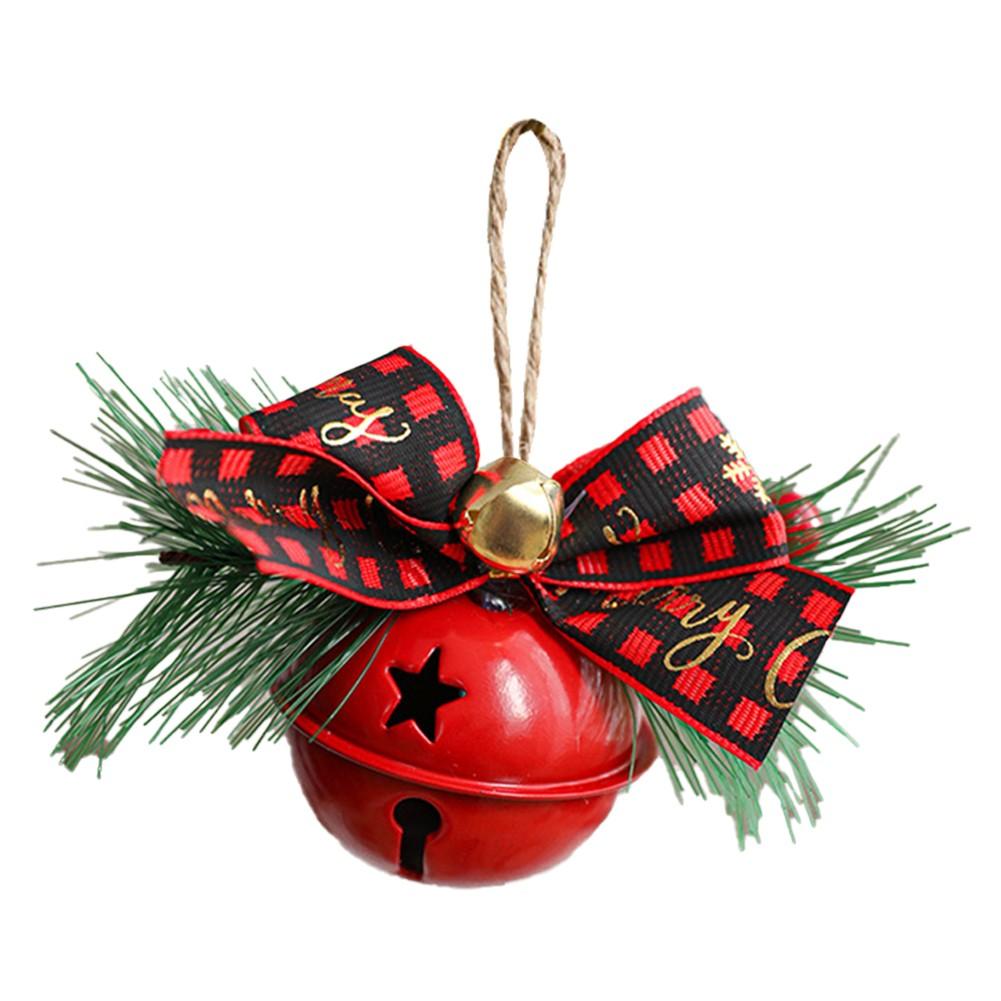 Metal Red Jingle Bell Hanging Bowknot Pendant for Christmas Tree Decoration