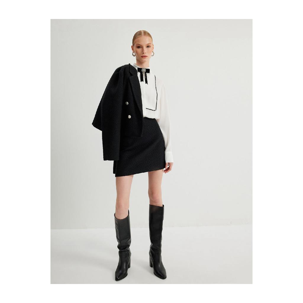 Mini Tweed A-line Skirt Slim Fit